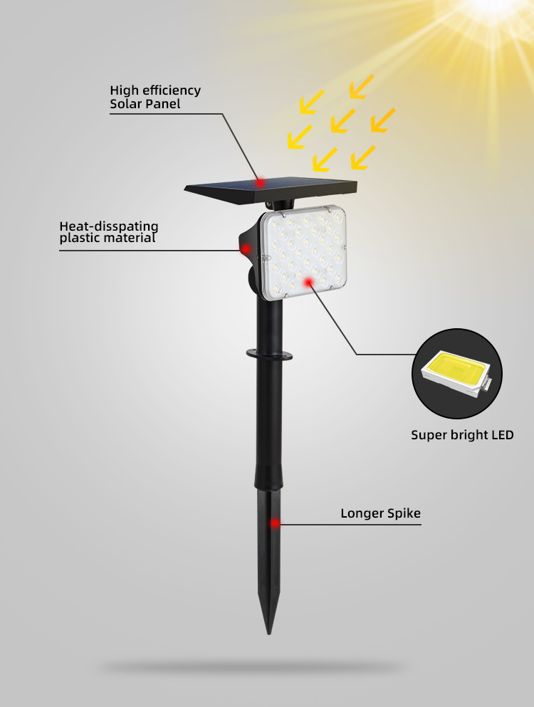 Outdoor 6000K 6500K Waterproof Solar LED Lights For Garden Lawn