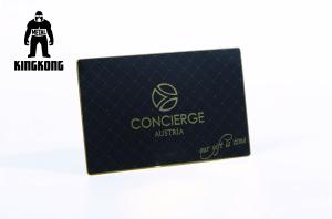  Rectangle Metal Gold Medal / CR80 Plated Matte Black Business Card With Etching Logo Manufactures