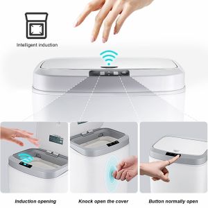 16L Button Control Smart Sensor Waste Bin Stereo Dual Mode Sensing with Night