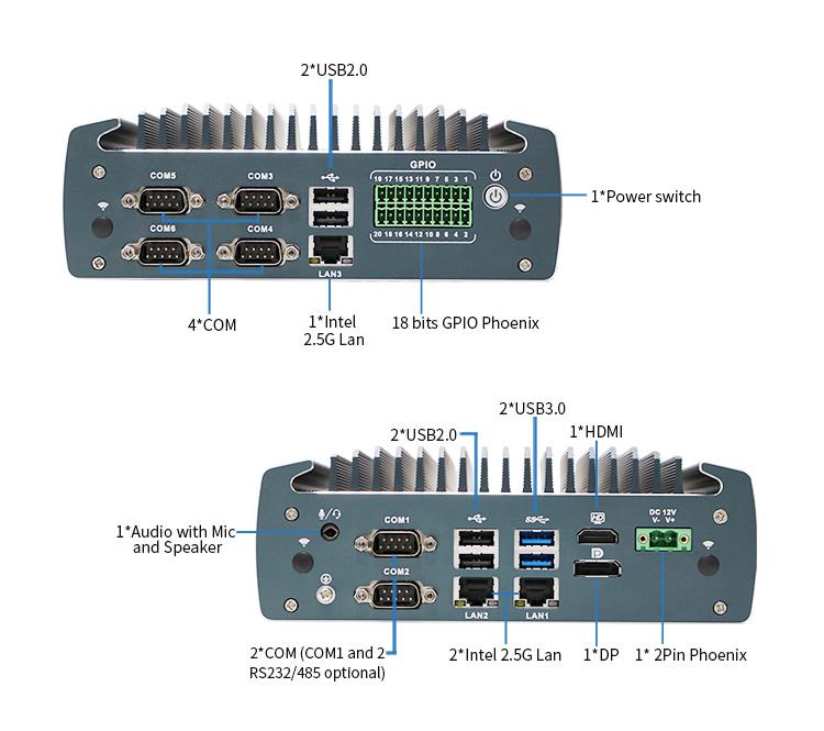 IBOX-1226 J6412 Industrial Fanless Mini PC With 32GB Ram And 12V DC Input 01