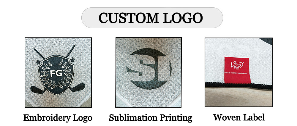 Customized Embroidery Logo Heavy Duty Carabiner Clip Convenient Hook Loop Fastene Premium Microfiber Waffle Golf Towel