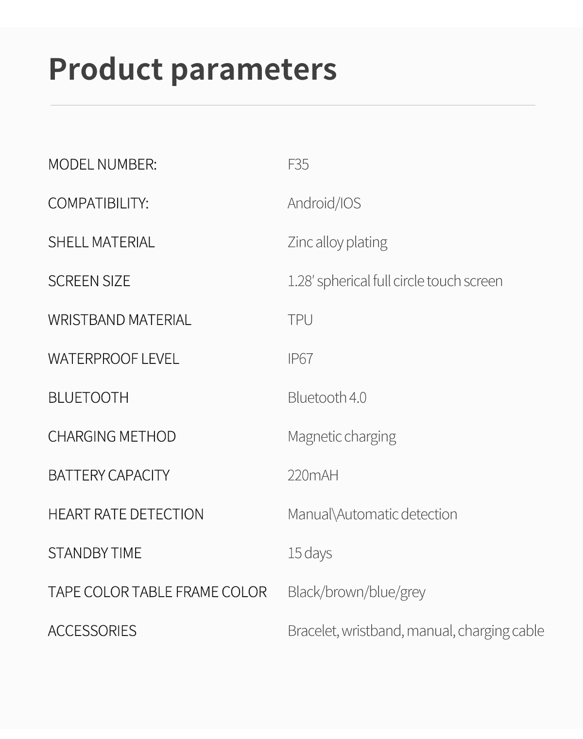TFT F35 1.28inch Health Monitoring Smartwatch Sport Fitness Bands