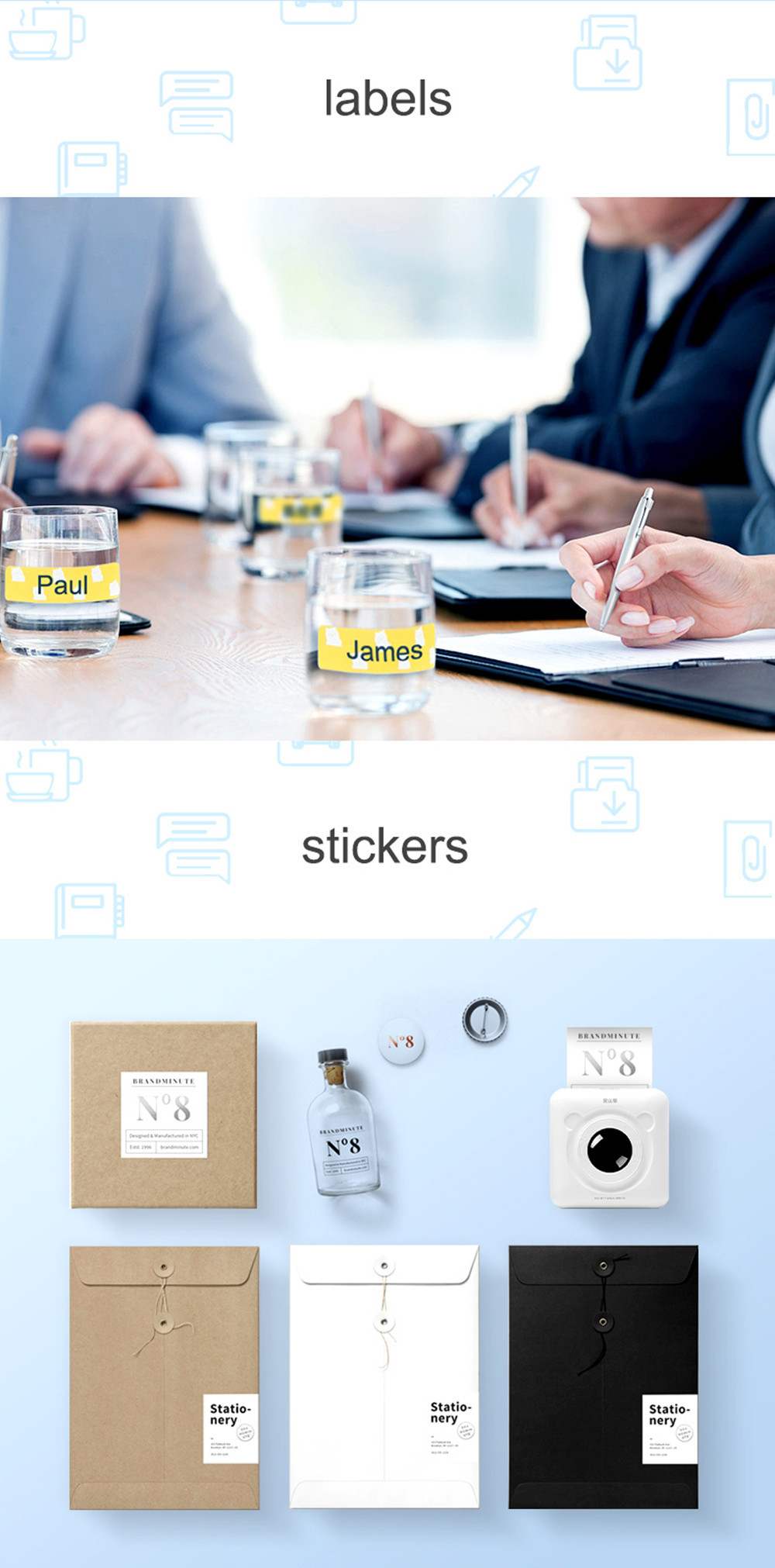 Mini Portable Bluetooth 4.0 Printer Photo Thermal Printer Phone Wireless Connection Printer 1200mAh Battery