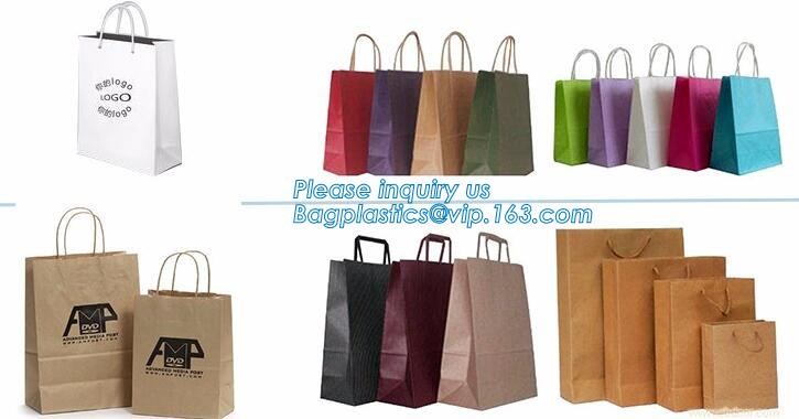 Flower carrier bag with different color customized pot plants kraft paper bag with handle,stamping logo fancy paper flow