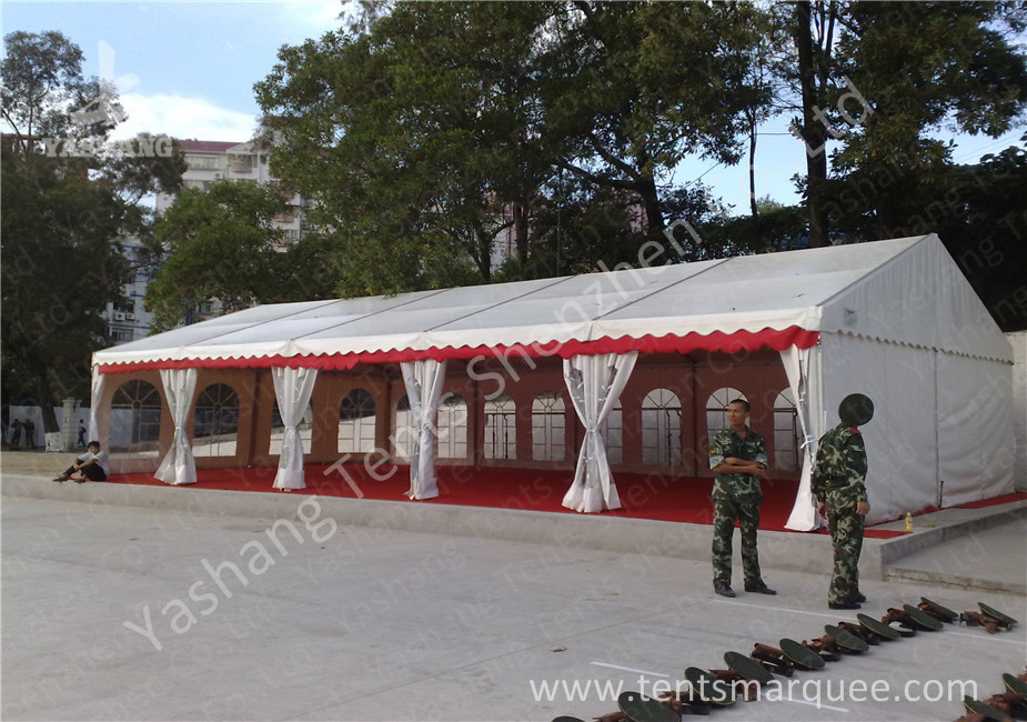 Out side White PVC Cover Aluminum Frame Clear Span Tent with Red Carpet