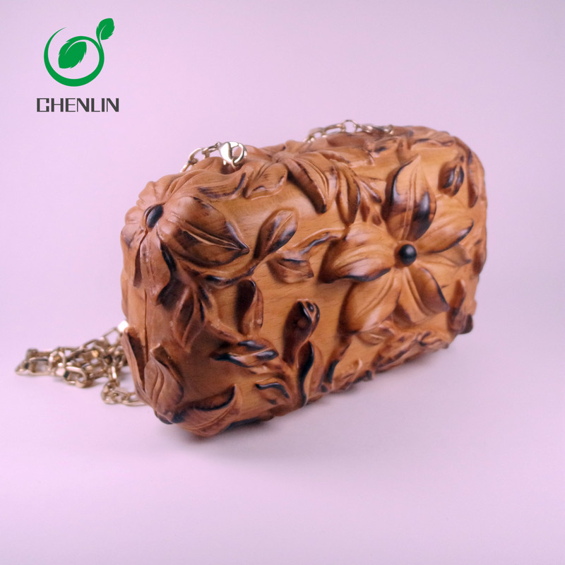 OEM ODM Women Wooden Clutch Bag Multicolor Natural Surface