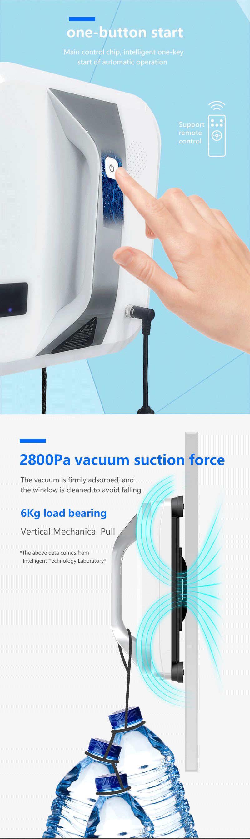 Infrared Navigation Window Cleaning Robot 1.5KGS 250mm Vacuum Window Cleaner