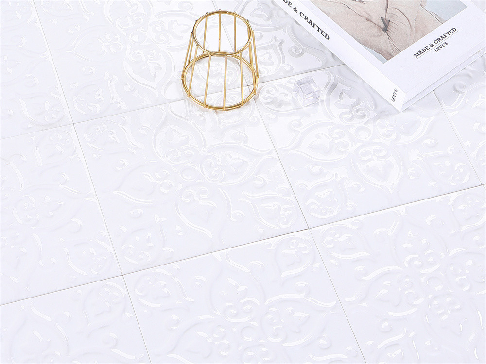 Antibacterial White Ceramic Rustic Tiles 200x200mm For Kitchen And Durable Wall Tile For Living Room
