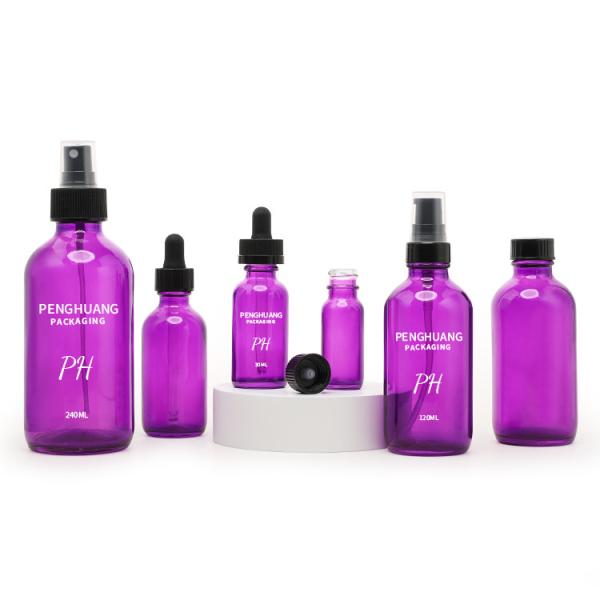 60ml Purple Boston Glass Bottles 2oz Massage Essential Oil Skin Care Serum