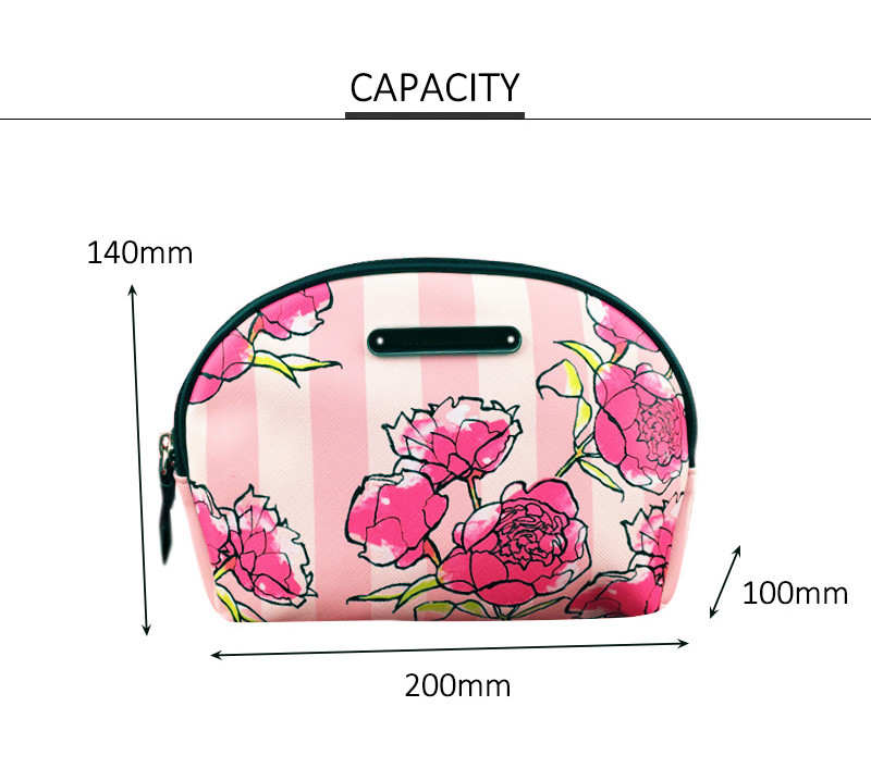 Beauty Make Up Flower Printing PU Leather Cosmetic Bag Set