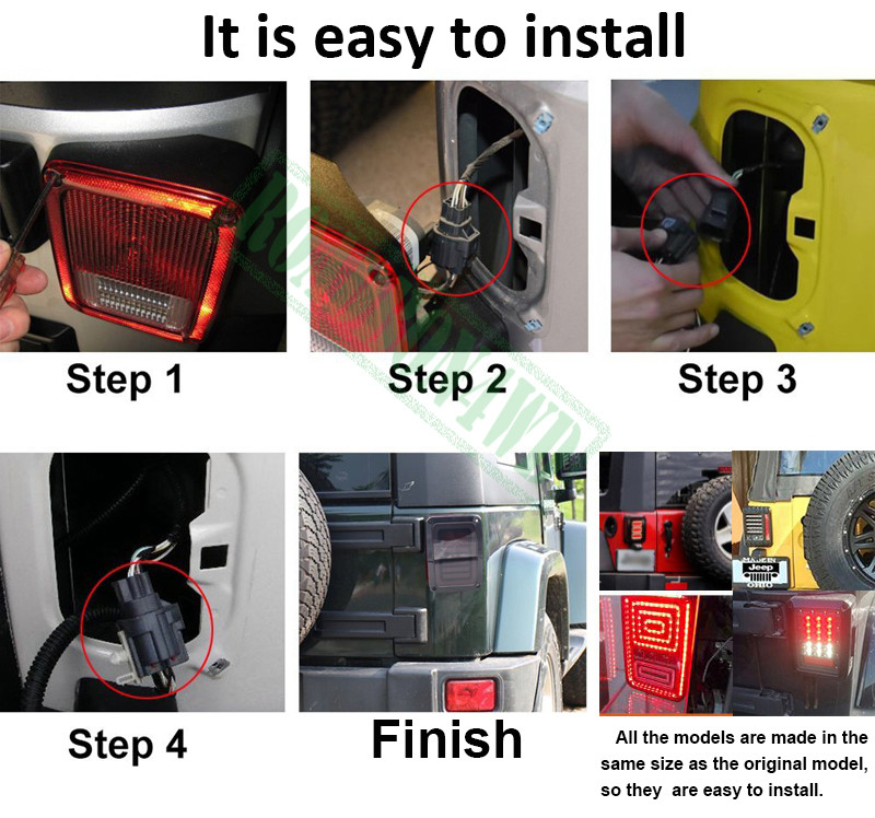 Jeep Wrangler JK 07+ LED Tail Lights Rear Brake Reverse Turn Signal Tail Lamps Clear Lens Fits for Jeep JK