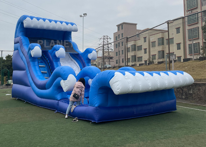 0.55mm PVC Backyard 15ft Inflatable Water Slides With Pool