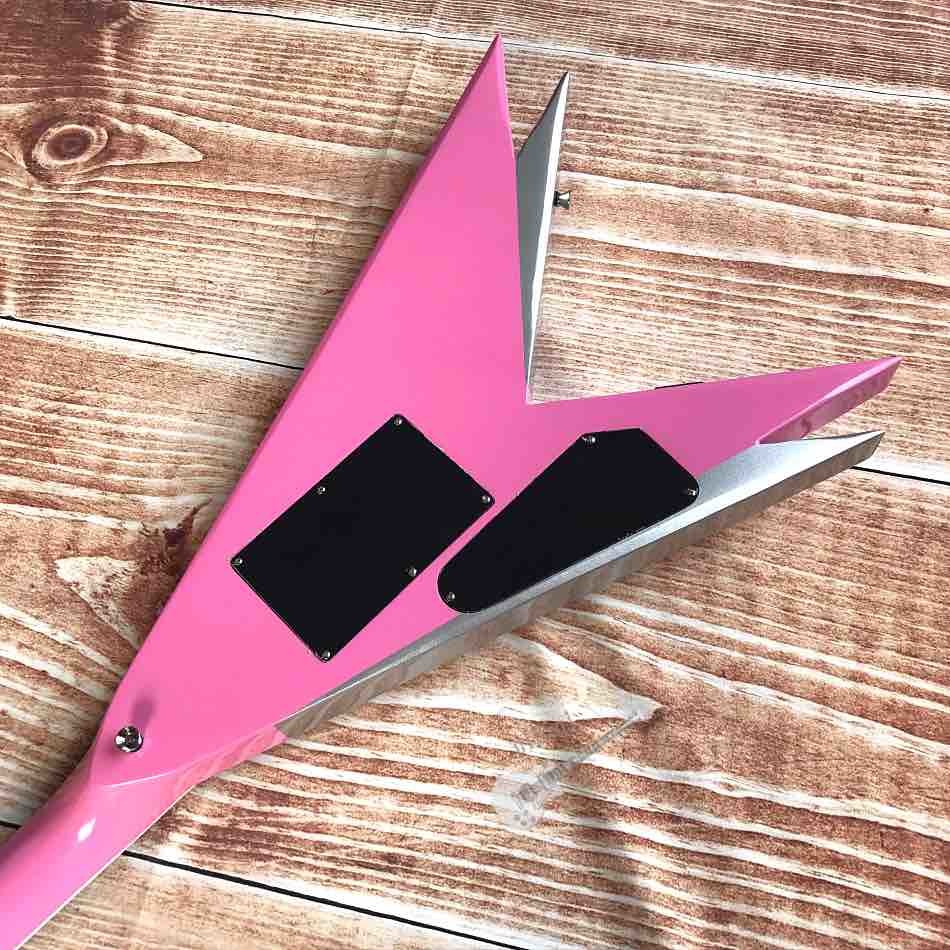 Custom Electric Guitar 2020 New Vibrato System Pink and Metallic Silver Customizable Logo Shape