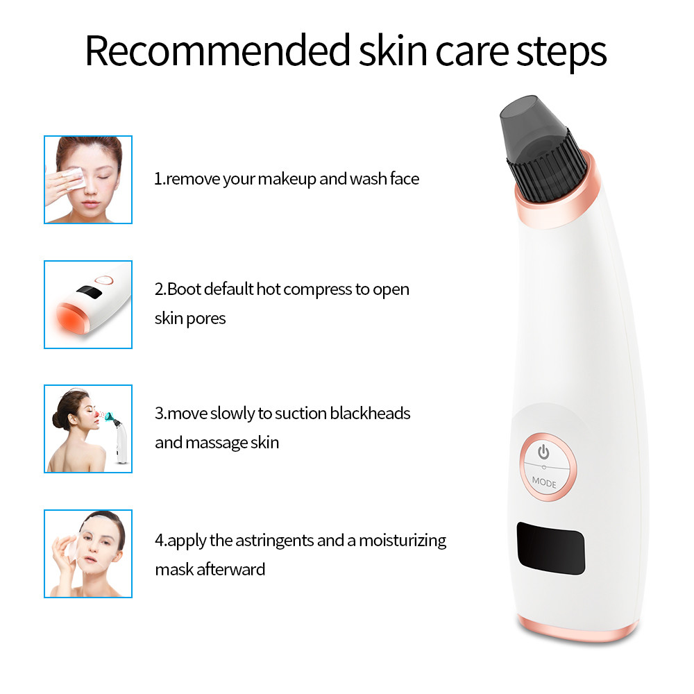 USB Rechargeable Blackhead Remover Machine Electric Vacuum Pore Cleaner Five Levels