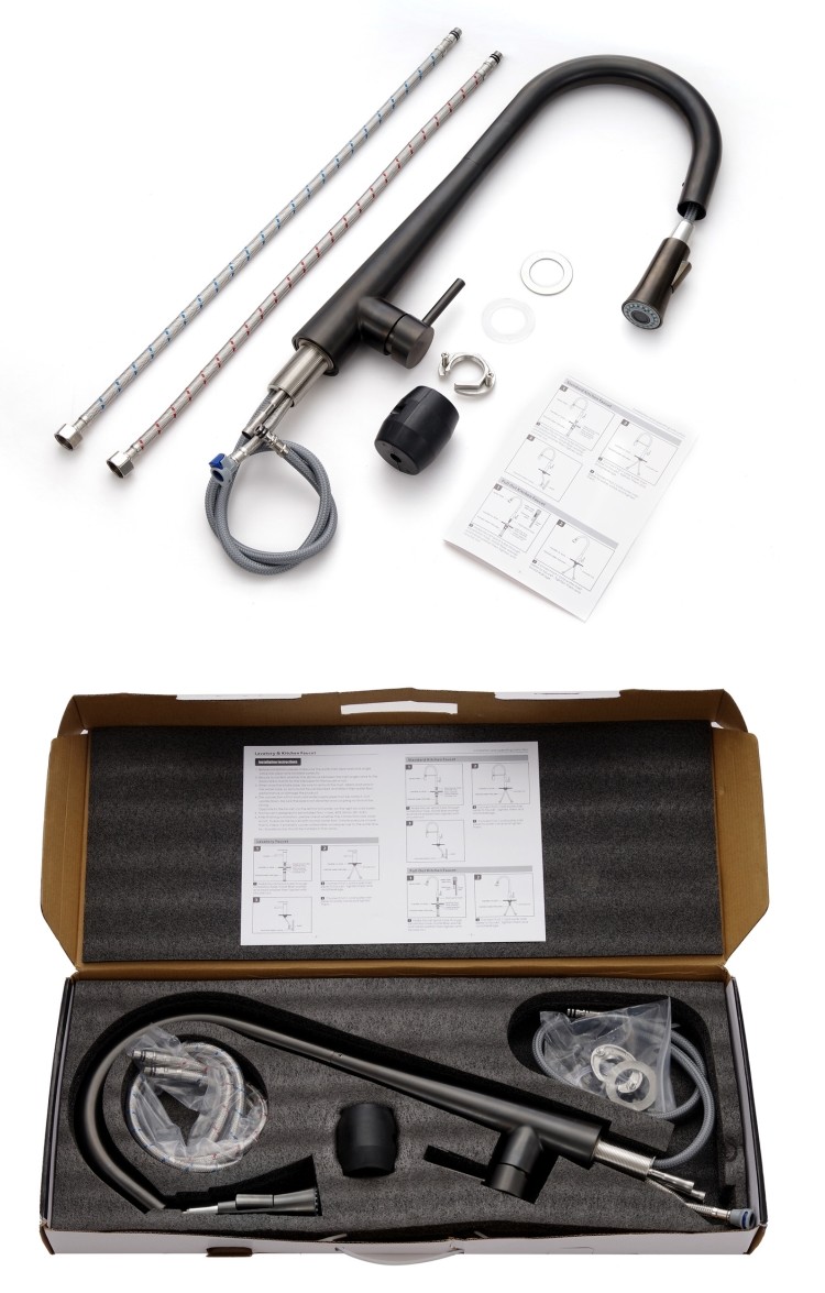 Pull Out Brushed Stainless Steel Kitchen Tap 35mm Ceramic Cartridge