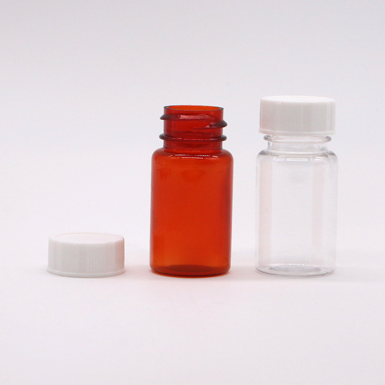 Collar Material PET 15mL Round Shape Plastic Bottle for Solid Tablet Capsule Storage
