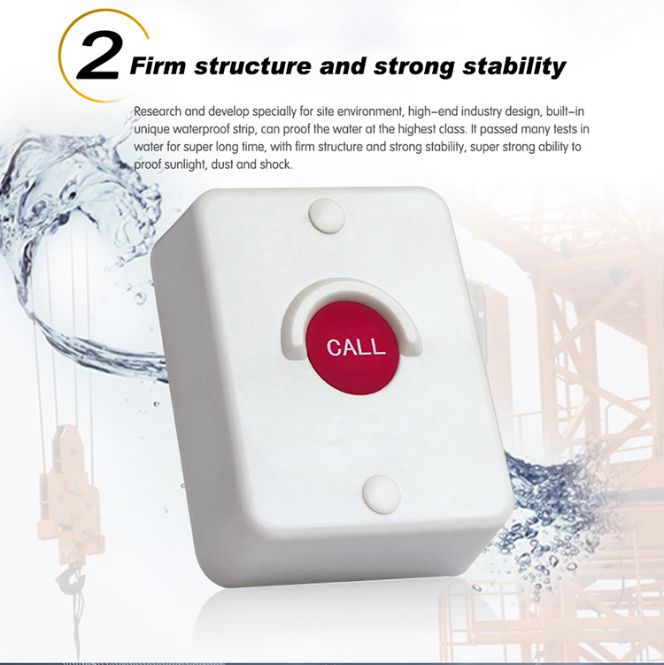 Wireless pager system full waterproof hospital nurse call button for toilet