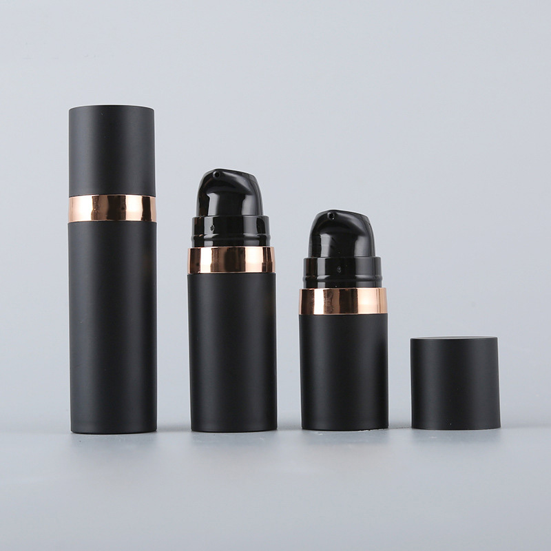 Frosted Golden Airless Spray Pump Bottle 15ml 30ml 50ml Plastic Purple Airless Serum Bottle With PP Pump for Skincare Packaging