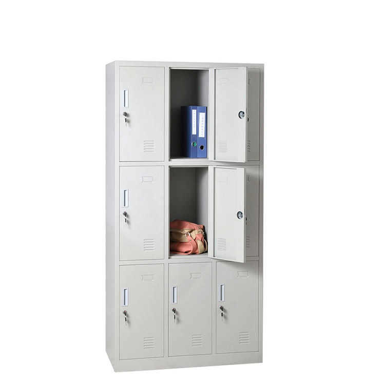 ISO1400 Staff Gym School Steel Office Lockers 9 Compartment Locker Any Color