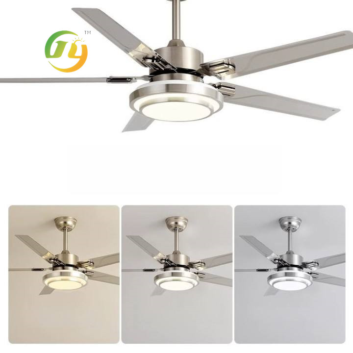 SENKAI Simple Stainless Steel Fan Leaf Living / Dining Room Bedroom Fan Light Intelligent Remote Control