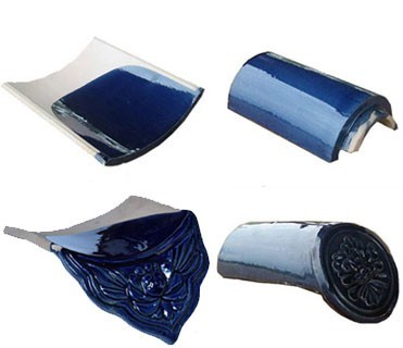 Construction Material Chinese Glazed Roof Tiles Blue Kaolin Clay Villa