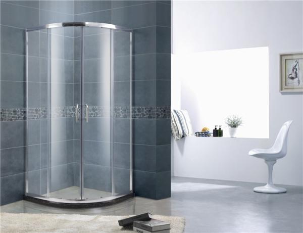 Round 6 mm Tempered Glass Shower Doors Sliding Chromed Profiles with Stainless