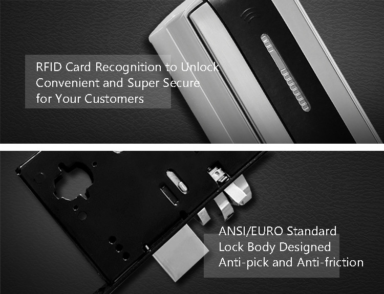 Golden Hotel Room Door Locks With LED Indicating Light 285mm * 70mm