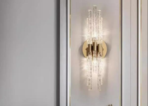 French style living room background wall crystal wall lamp corridor staircase