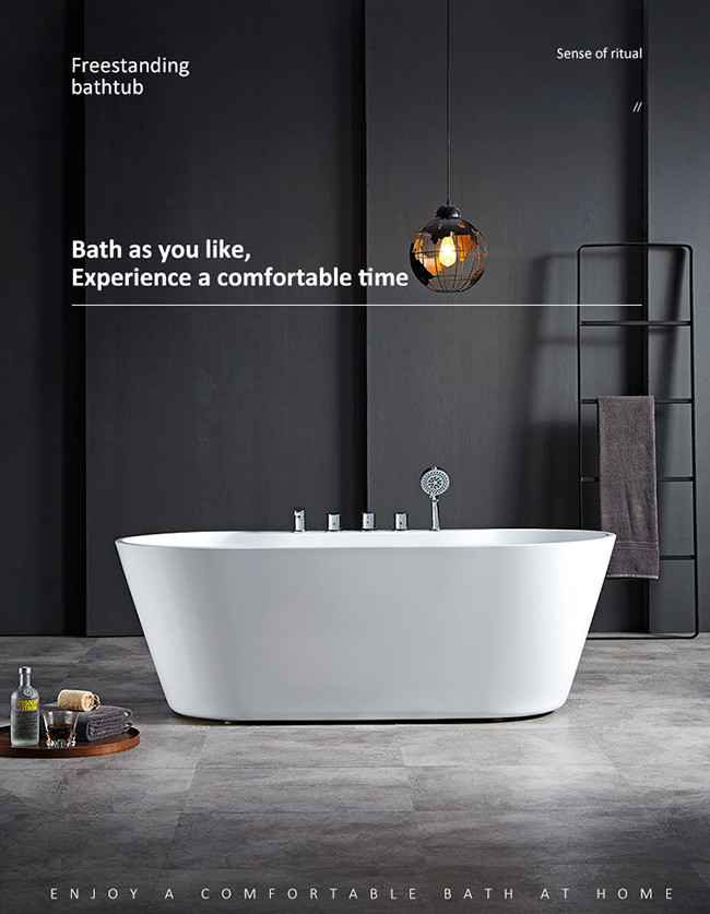 pure acrylic Villa Soaking Freestanding Bathtubs 1500x750x580mm