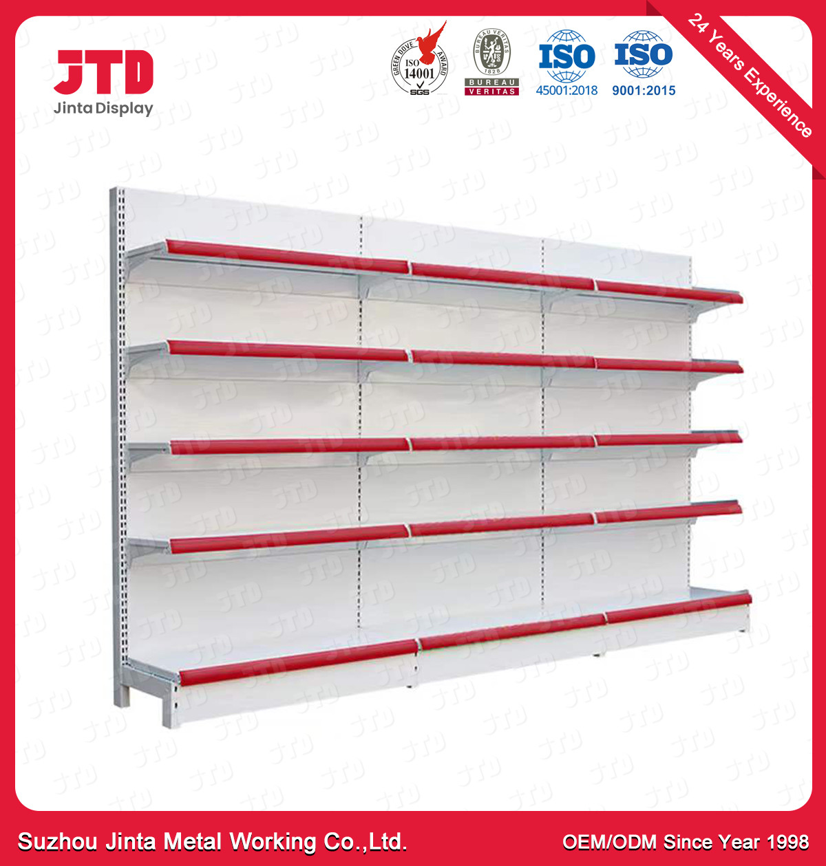 Customized Metal Supermarket Gondola Display Shelving Rack Shelf