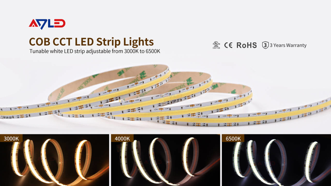 ADLED 640chips Cob Led Strip Light Dimmable Three Colour Flexible Ce Rohs Cct 8