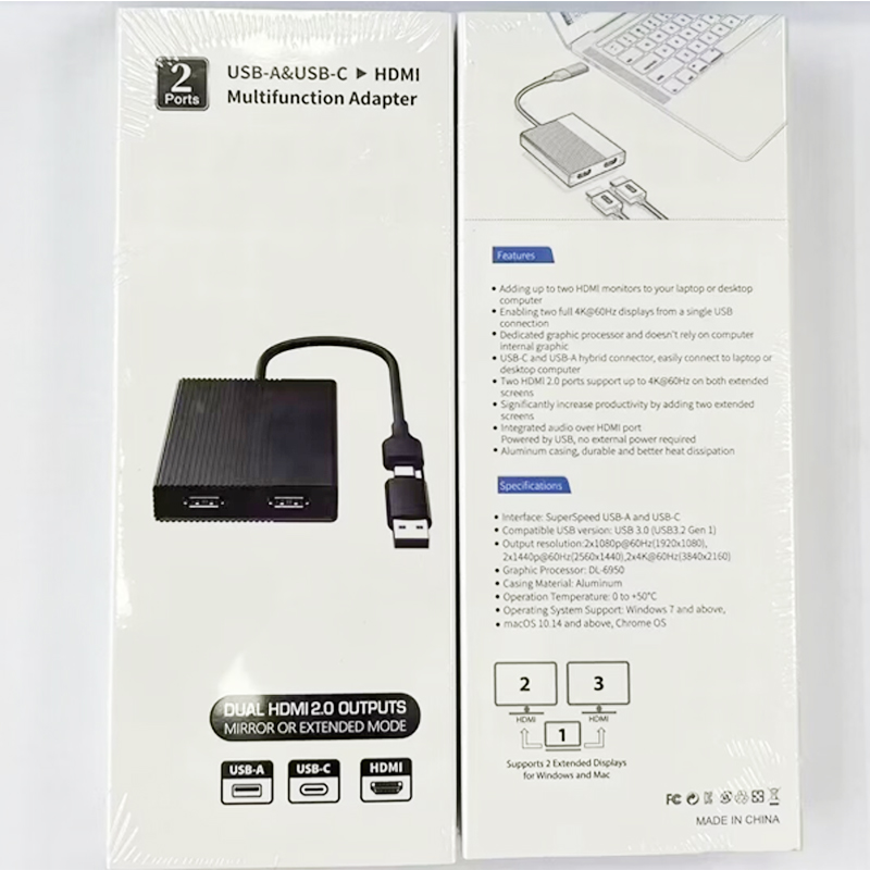 USB-C Type-C to Dual HDMI MST Multi-Monitor Adapter 4K 60Hz for Windows Android Mac OS