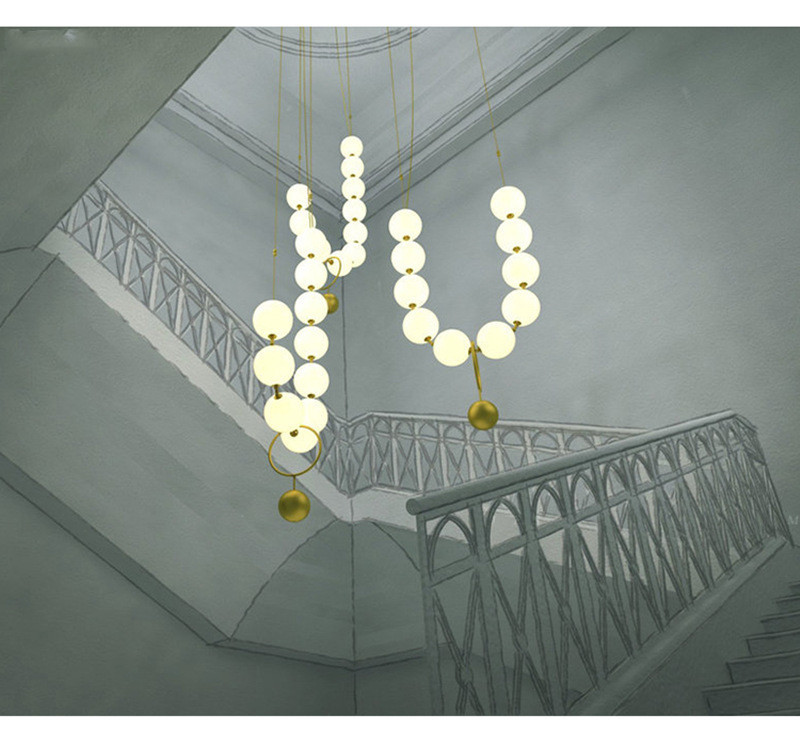 White Led Nordic Glass Ball Modern Pendant Light For Stairwell