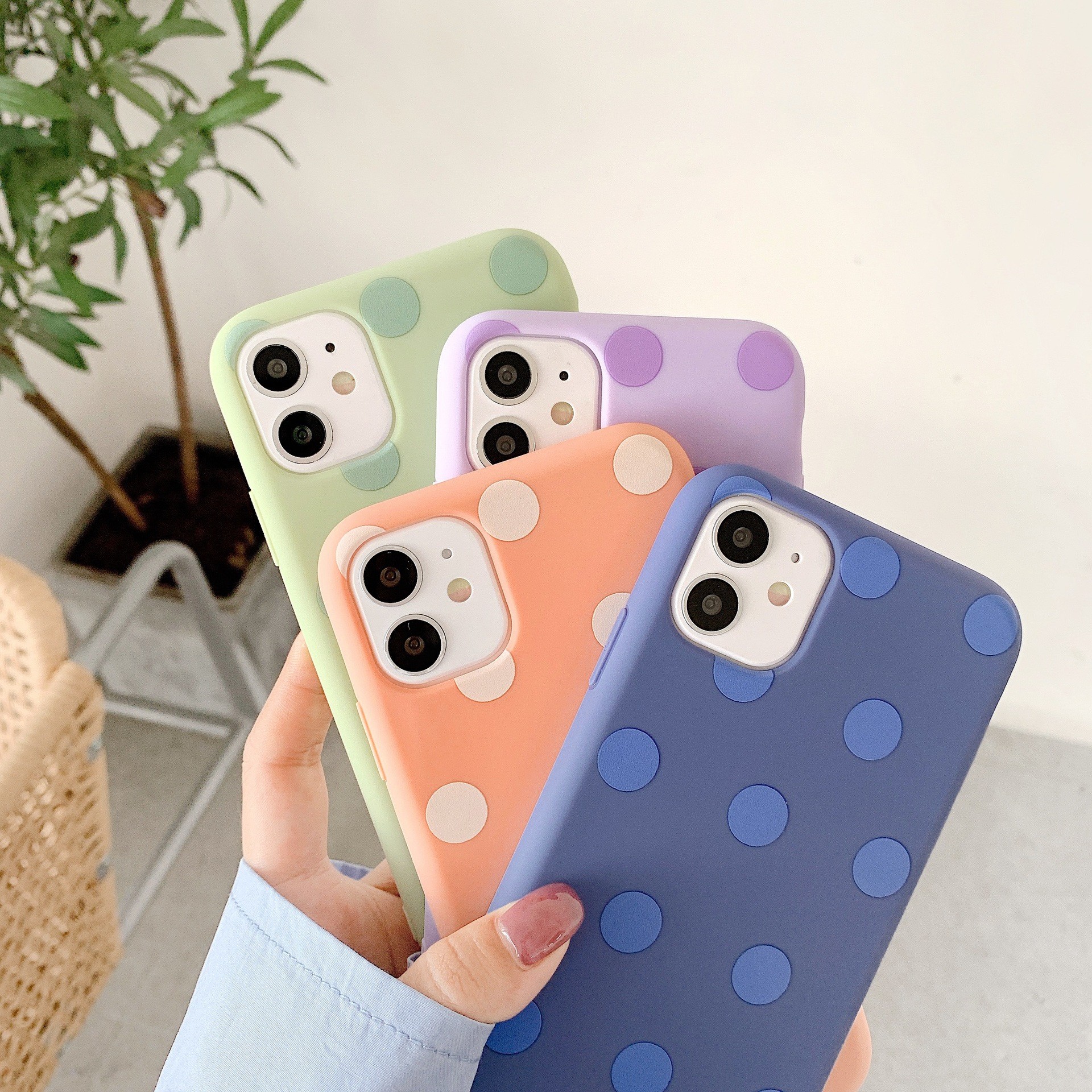 Candy TPU Dust Proof Polka Dot Phone Cases For Iphone 12