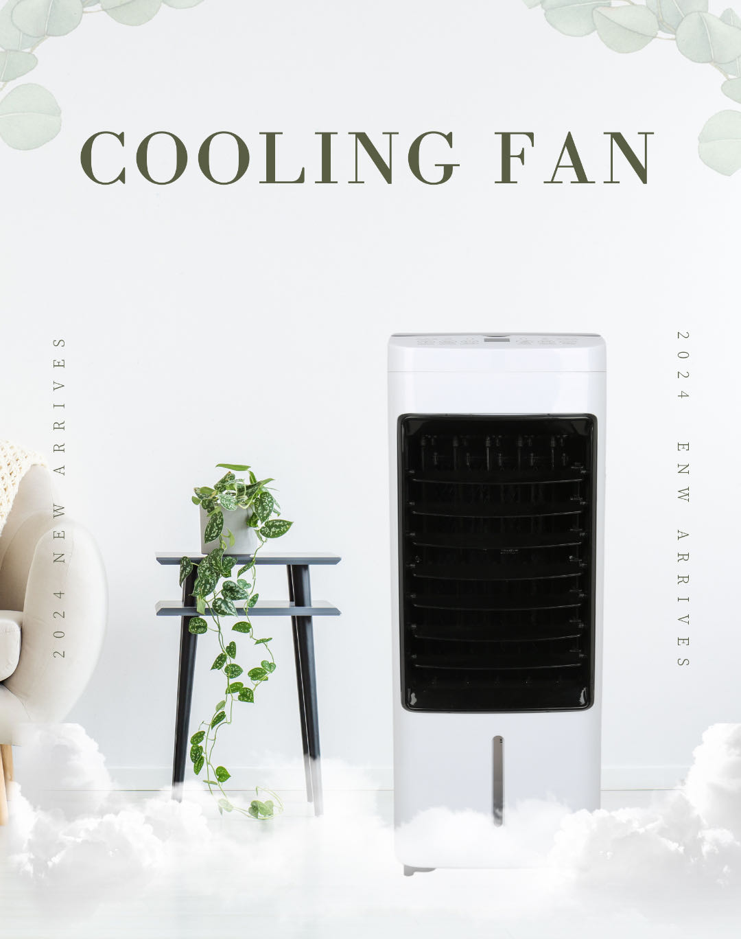 205*240*520mm Mechanical Control Air Cooler with Shaking Head and Wheel 6 Pcs Ice Pack
