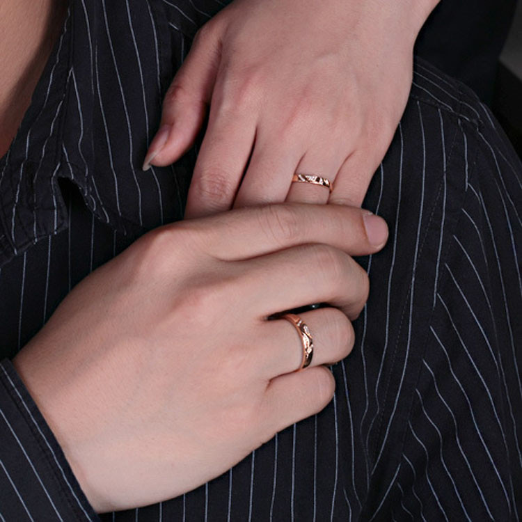 18K Rose Gold Daimonds Lovers Wedding Ring for Women and Men (GDR013)