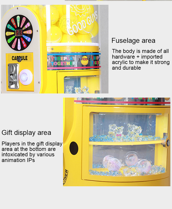 Coin Operated Colorful Capsule Machine Gacha Game Gashapon Machine With Light