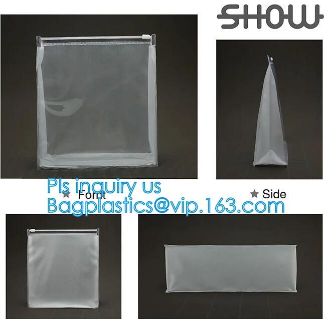 vinyl zipper pouch/Clear slider pouch/ vinyl slider bag, Frosted Zip lockkk bag EVA PVC hanger bag for clothes, EVA frost d
