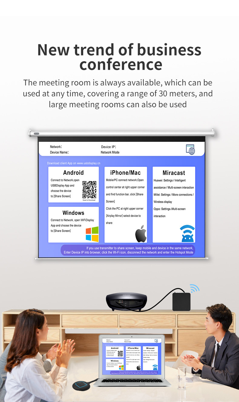 SRRC Wireless Presentation Box ODM For Screen Sharing Single Screen