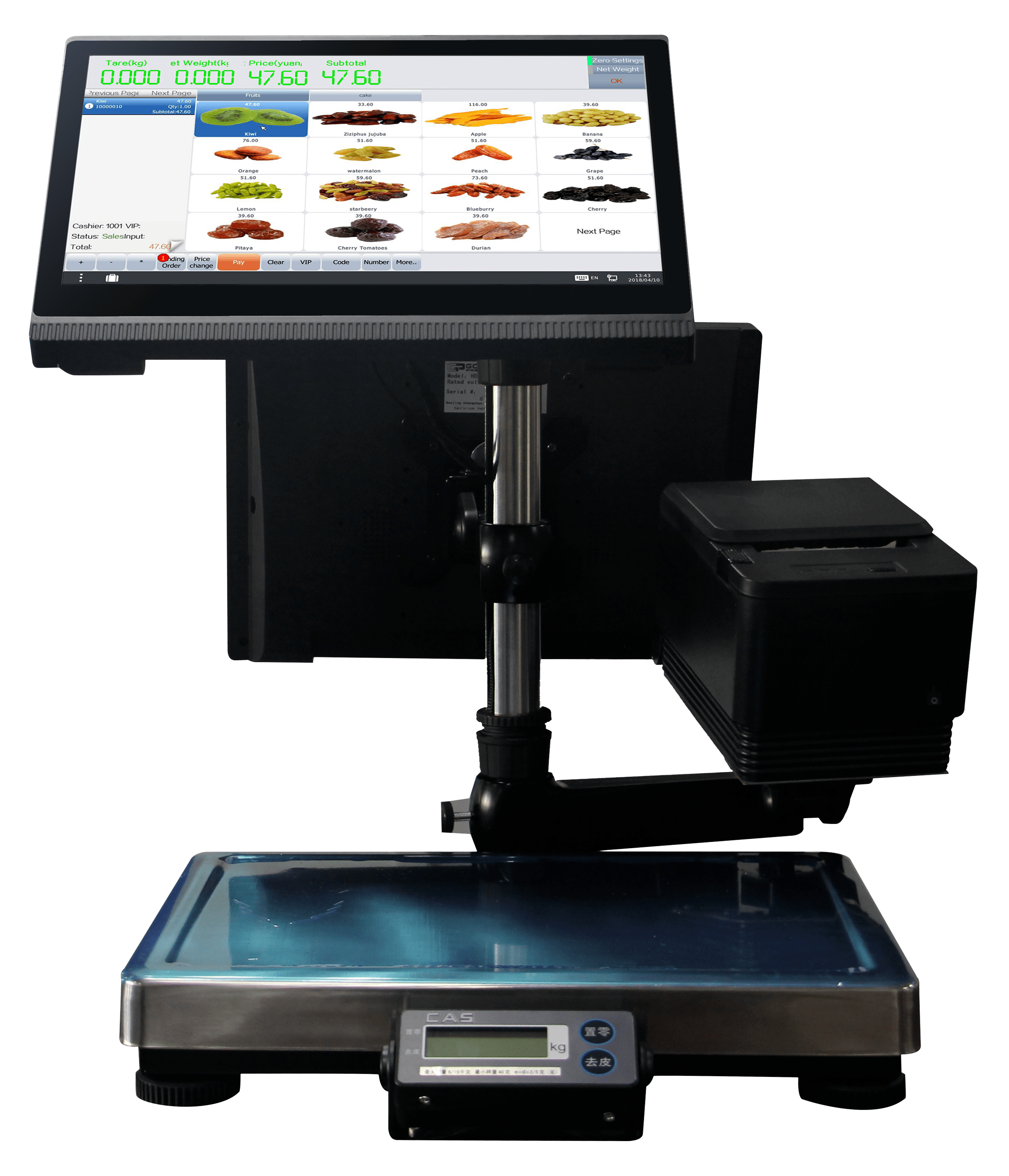 80mm Thermal Printer All-in-One Payment Terminal with 14.1 inch Dual Screen All in One