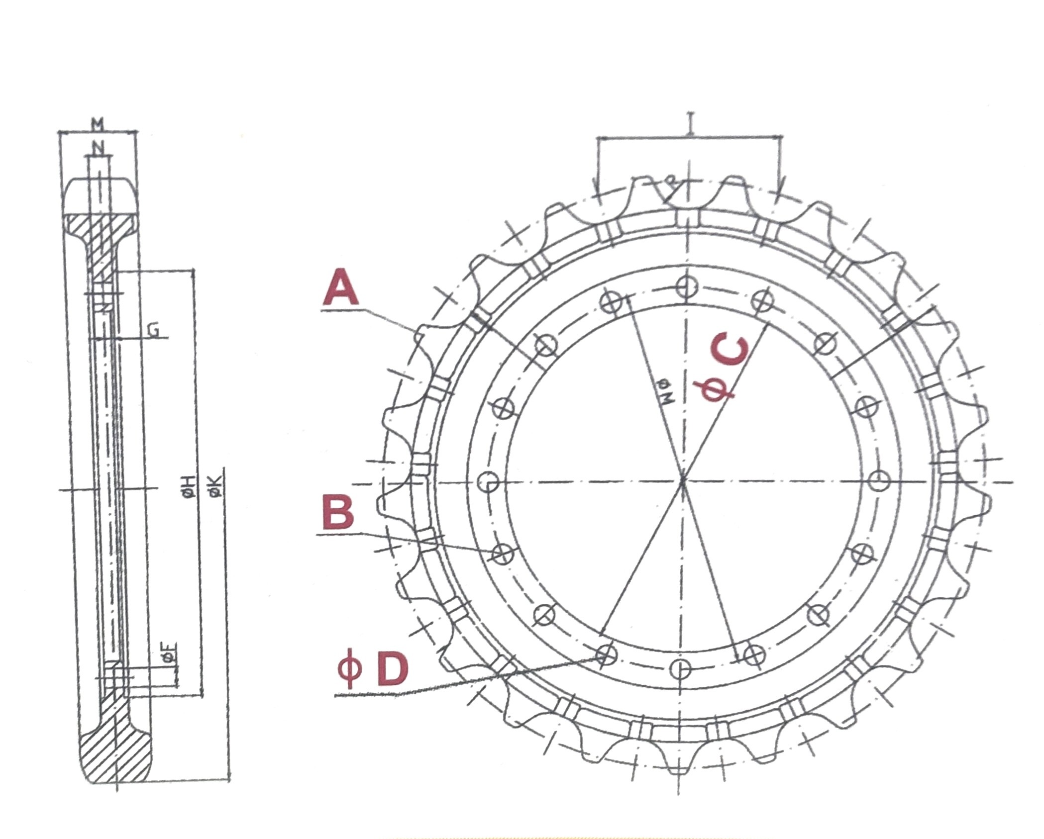 HD650 40mn Excavator Sprocket For Heavy-Lift Machinery HRC53-57