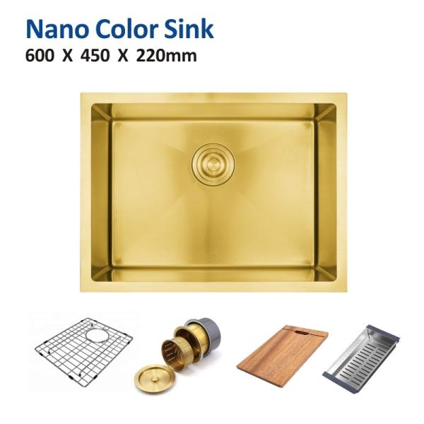 23 5/8" Coloured Stainless Steel Sink Gold Undermount Stainless Steel Single
