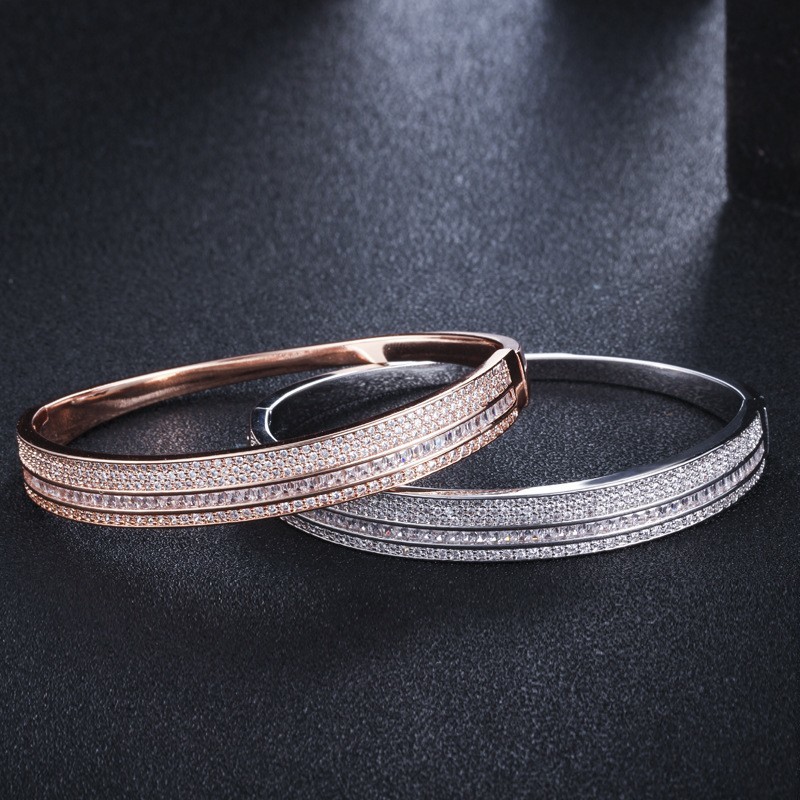 Fashion White Round Zircon Bracelet For Women Shiny CZ Crystal Adjustable Chain Bracelet Female Bridal Wedding Jewelry