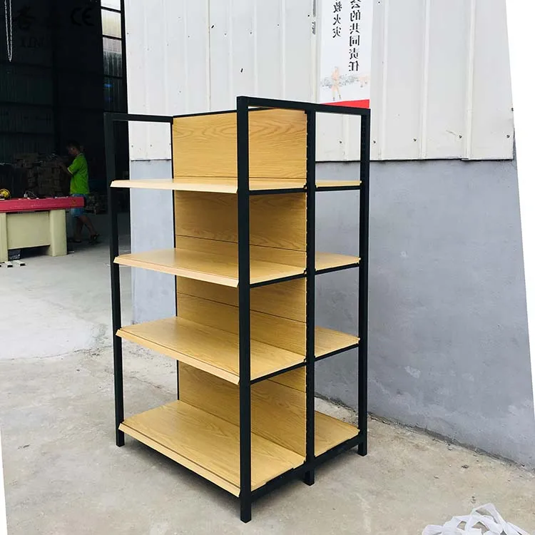 Factory Customized Color Size Wood Grain Shelf Retail Wood Grain Display Stand