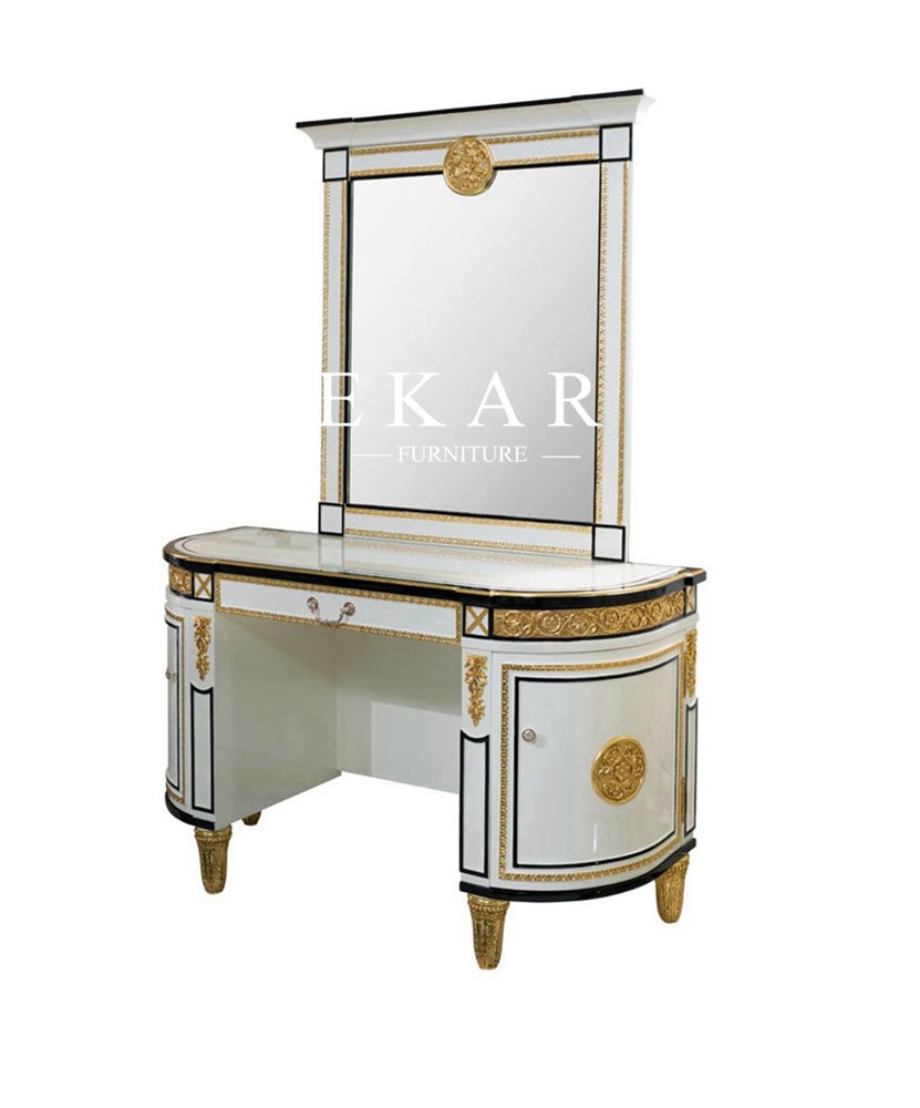 Royal Spanish Luxury Wooden Carving Dressing Table