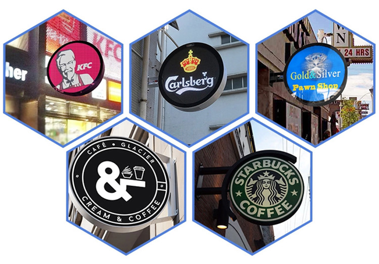 Double Sided Waterproof Outdoor Store Circle Round Logo Sign