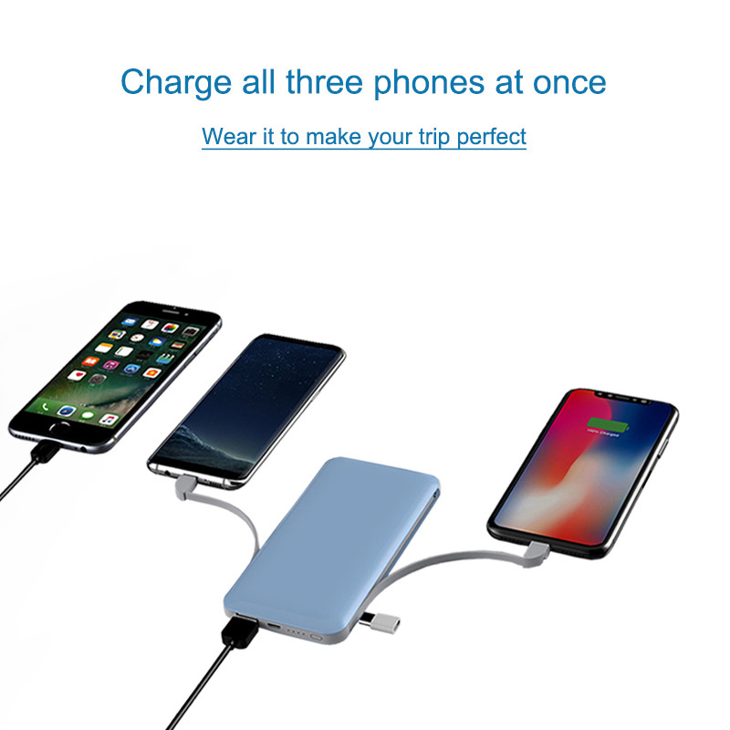 Type C Cable 210g 14.8mm Inbuilt Cable Power Bank