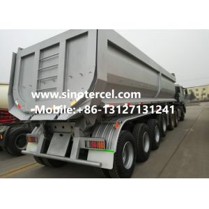 4Axles 42CBM White Tipper Dump Semi Trailer With 80 Tons Loading Capacity