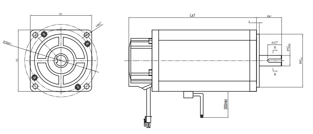 Low Voltage 48V Dc Brushless Servo Motor Customizable 110mm