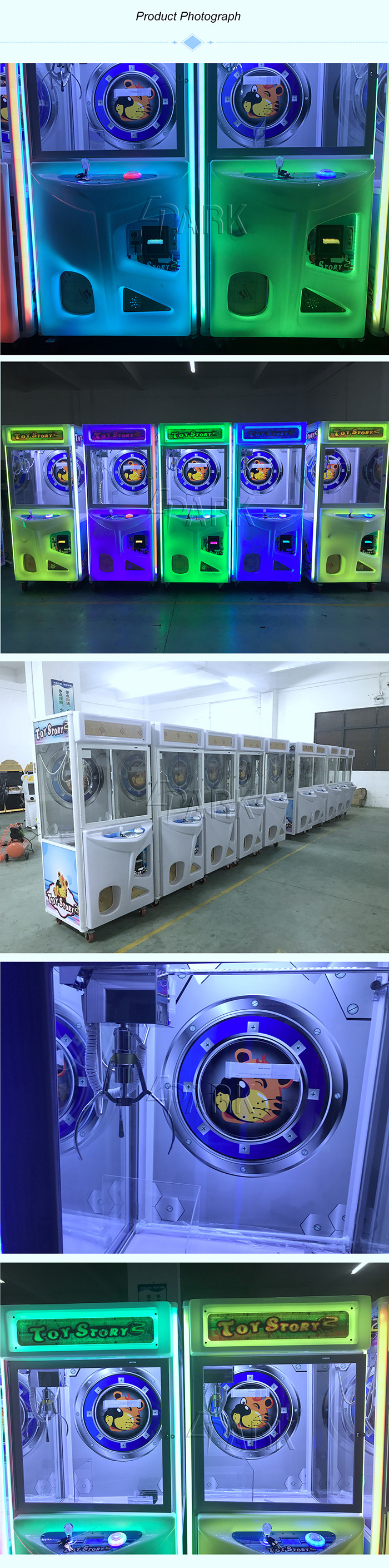 Coin Operated Mini Crane Game Machine / PP Tiger Toys Claw Arcade Vending Machine